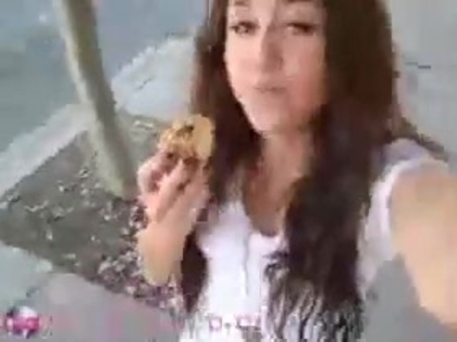   (282) - Miley Cyrus filming herself eating a big cookie - Captures