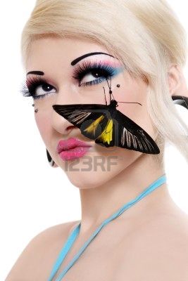 4507947-beautiful-blond-sexy-girl-with-bright-makeup-and-black-tropical-butterfly-on-her-face