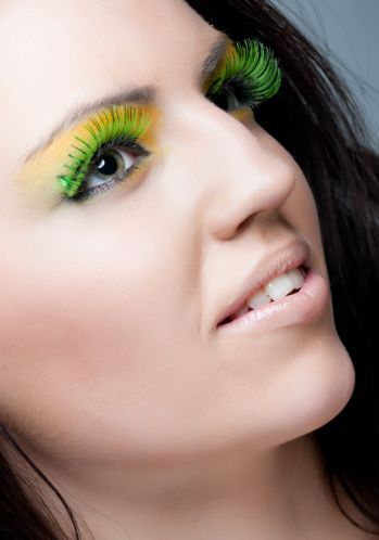 geană-extinderea-geană-verde-şi-galben-ochi-umbra - Make-up