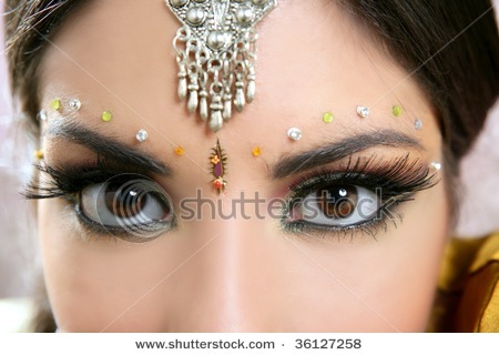 stock-photo-beautiful-indian-brunette-portrait-with-traditionl-costume-36127258 - Bindi