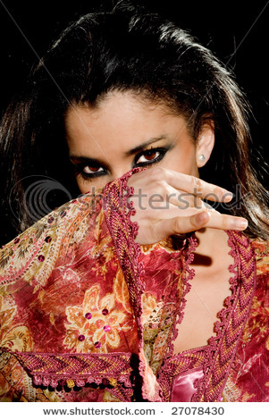 stock-photo-arabian-woman-wearing-traditional-dress-on-black-background-27078430