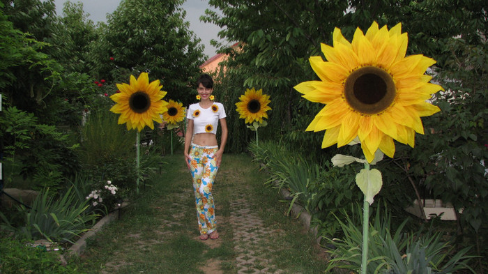 IMG_6978 - eu printre floarea soarelui gigant - ziua lui Cami 15 ani si tortul urias - iulie 2011