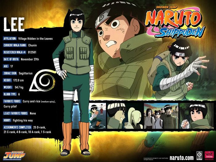 Lee - Naruto Info Cards