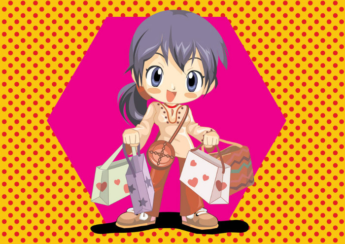 FreeVector-Anime-Shopping-Girl-Vector