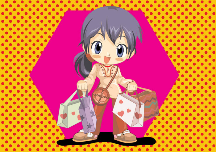 FreeVector-Anime-Shopping-Girl-Vector - ANIME - Shopping