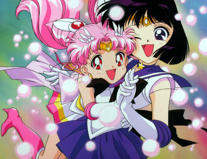 rini and hoturo snow hugg - chibiusa