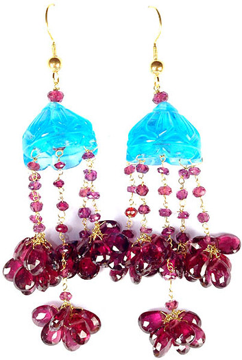 carved_apatite_and_faceted_garnet_umbrella_chandeliers_jrm54 - Cercei indieni