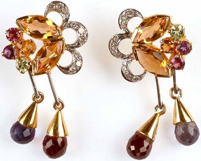 faceted_gemstone_designer_gold_earrings_jij11 - Cercei indieni