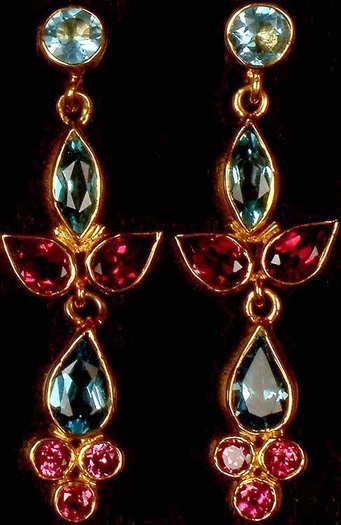 fine_cut_pink_tourmaline__blue_topaz_post_earrings_jlu17