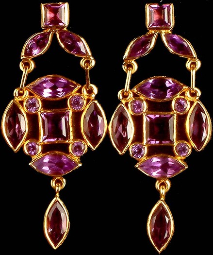 fine_faceted_amethyst_post_earrings_with_dangle_jlv46 - Cercei indieni