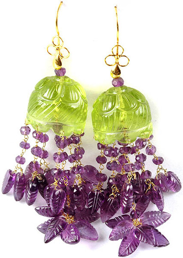 umbrella_chandeliers_of_carved_peridot_and_amethyst_jqu83 - Cercei indieni