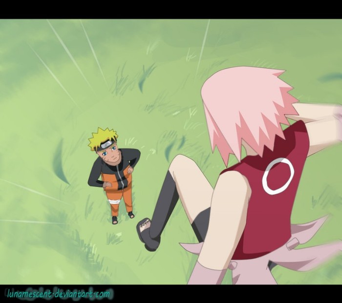 naruto_and_sakura___sparring_by_lunamescent-d3he0rb - narusaku