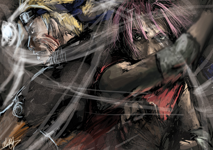 Naruto_and_Sakura___Teamwork_by_riyuen