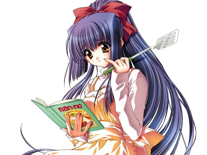 girl_with_cooking_book_wallpaper - Anime girls