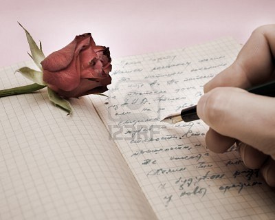 9099467-write-a-love-letter-with-a-rose-over-pink-background