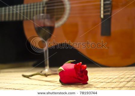stock-photo-bohemian-picture-image-of-spanish-guitar-romantic-evening-glass-of-vine-rose-and-classic