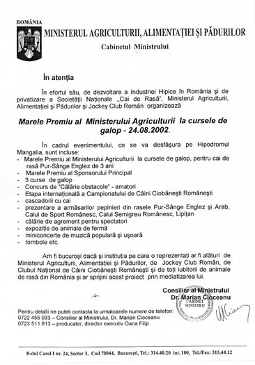 MAA - Mangalia 2002 - Ministerul Agriculturii si ciobanestii romanesti