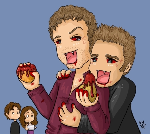 Klaus & Stefan , Damon & Elena - Cartoons