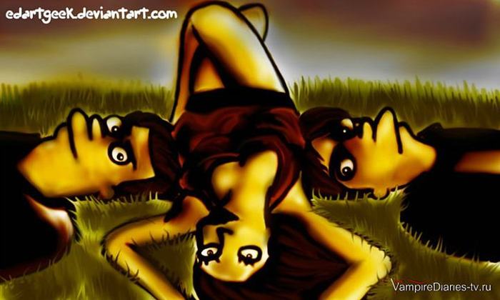 Damon , Elena & Stefan - Cartoons