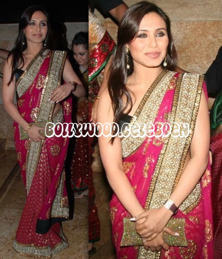 shilpa-shetty-wedding-reception-rani-mukherjee - Rani Mukherjee-in saree