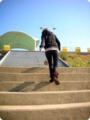 urcand pe scari;vedeti acolo mai sus ca e catelul acela pe scari - Catelul lui Han Hyo Joo
