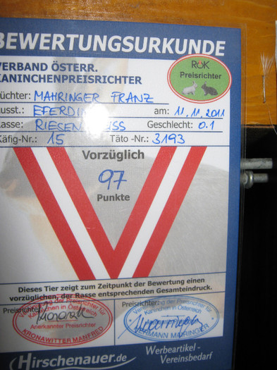 punctajul campionului - Mahringer Franz campion Austria 2010
