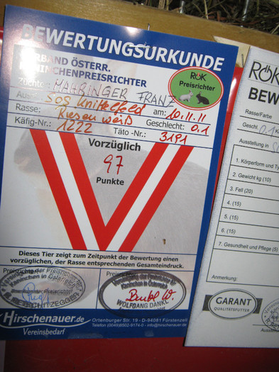 punctajul campionului - Mahringer Franz campion Austria 2010