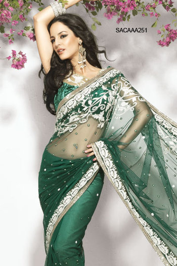 Alluring-Green-Net-Saree-SACAAA251-b - saree indian