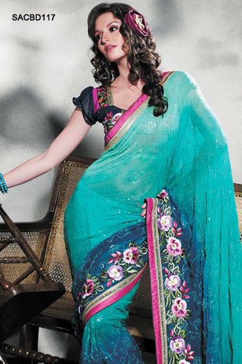 Astounding-Sequin-And-Floral-Saree-SACBD117-b - saree indian