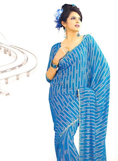 beautiful-light-blue-silk-saree-design-fashion - saree indian