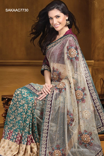 Gorgeous-Net-And-Benarasi-Saree-SAKAAC7730-b - saree indian