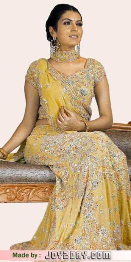 light-yellow-saree-lehnga-style-for-indian-woman-girl-embroided - saree indian