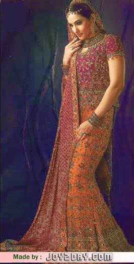 red-orange-mix-embroided-lehnga-design-style - saree indian