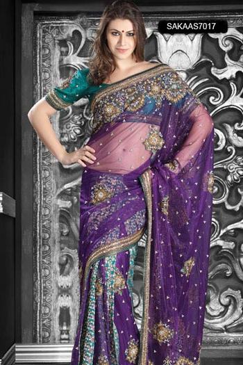 Glam-Benarasi-And-Net-Lehenga-Saree-SAKAAS7017-b - Sariuri de nunta