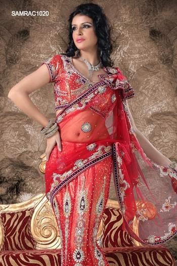 Opulent-Orange-Net-Lehenga-Saree-SAMRAC1020-b - Sariuri de nunta