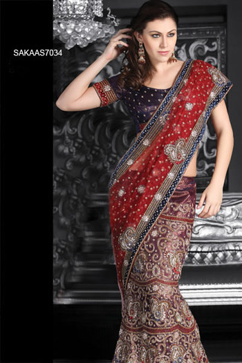 Royal-Maroon-Fish-Cut-Lehenga-Saree-SAKAAS7034-b - Sariuri de nunta