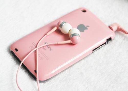 iphone roz cu casti normal:X