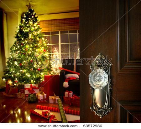 stock-photo-door-opening-into-a-beautiful-living-room-decorated-for-christmas-63572986 - CRACIUNUL