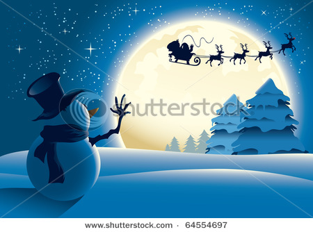 stock-vector-a-lonely-snowman-waving-to-santa-in-a-distance-full-moon-background-the-file-is-layered