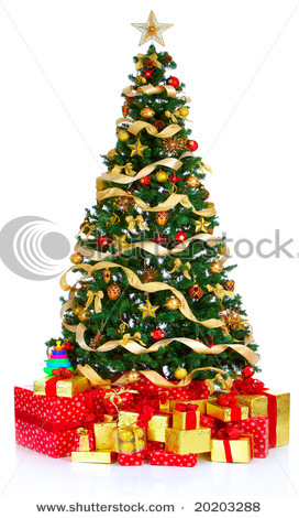stock-photo-christmas-tree-and-gifts-over-white-background-20203288 - CRACIUNUL