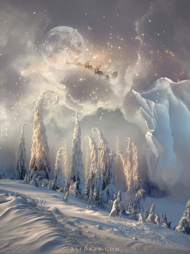 christmas_night__magic_scene_with_flying_santa_by_alexandraf-d4habks - 00 MERY CHRISTMAS 00