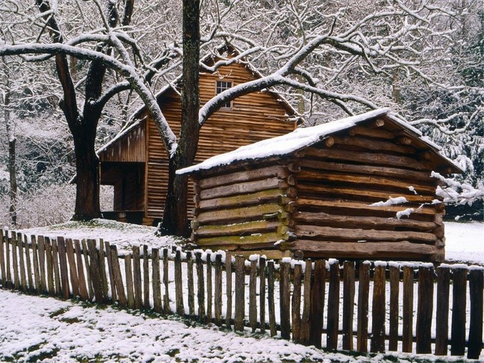 Tipton_Cabin_in_Winter,_Great_Smoky_Mountains_National_Park,_Tennessee - xxPeisaje de iarnaxx