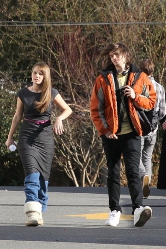 normal_Debby+hangs+out+with+Chris+9MBJX32bgTwl - Debby Ryan 16 Wishes 2010 Walking Back to Trailer With Chris February 24 2010