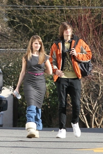 normal_Debby+hangs+out+with+Chris+hdacTTQGolql - Debby Ryan 16 Wishes 2010 Walking Back to Trailer With Chris February 24 2010