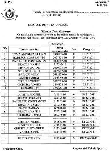 expo demifond - liste cu porumbeii-crescatorii participanti