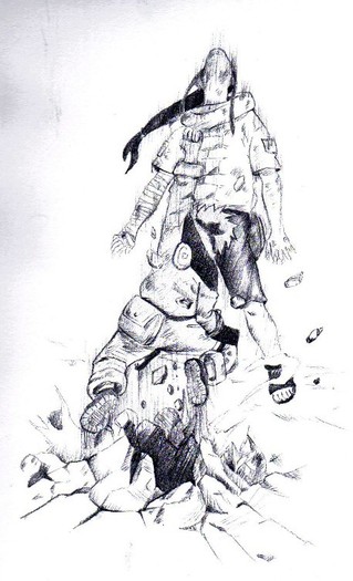naruto-fights-neji-pencil - NARUTO