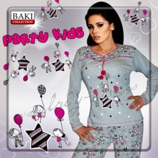 Pijama Dama - Party Kids (Gri-Fuchsia) - ll LadyLine ro ll