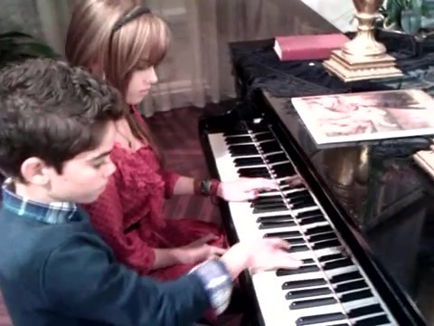 Debby Ryan gives Cameron a quick piano lesson 047