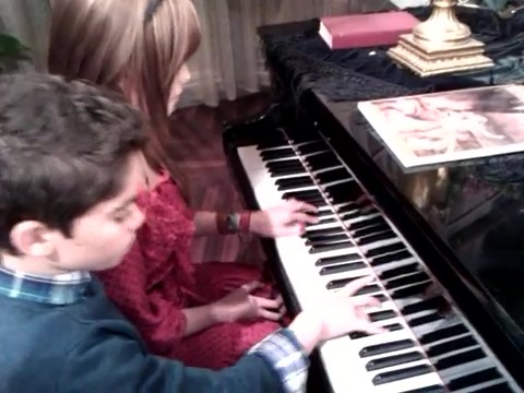 Debby Ryan gives Cameron a quick piano lesson 055