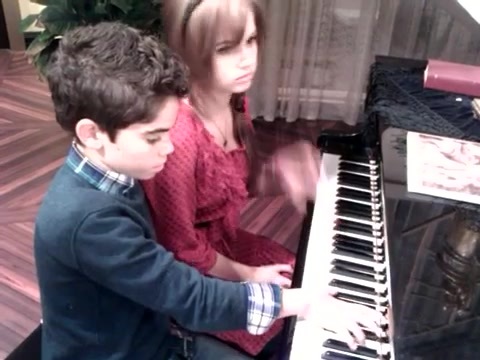 Debby Ryan gives Cameron a quick piano lesson 150